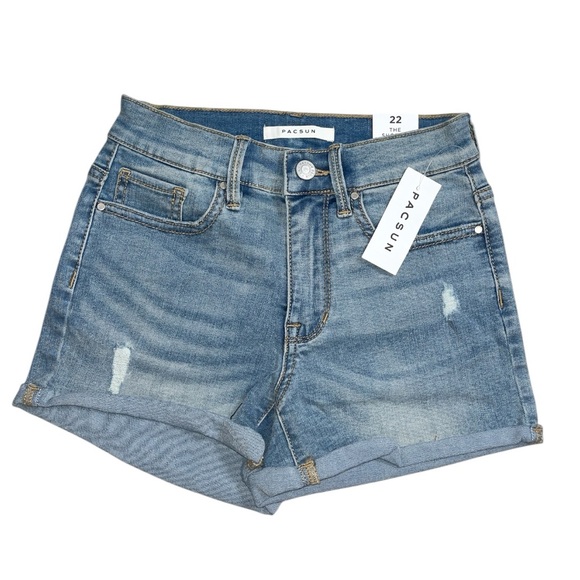 🎄PacSun Rebecca Blue Denim Shortie Shorts - Picture 1 of 5